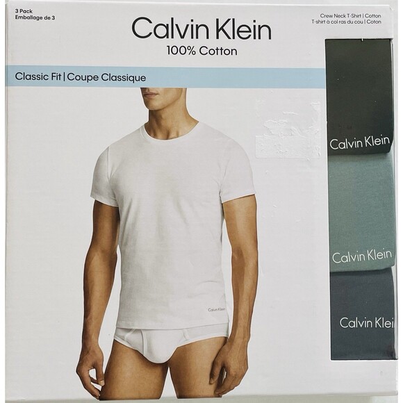 Calvin Klein 100% Cotton Crew Neck T-Shirt 3 Pack Men’s M Assorted Colors Blue - Picture 1 of 13
